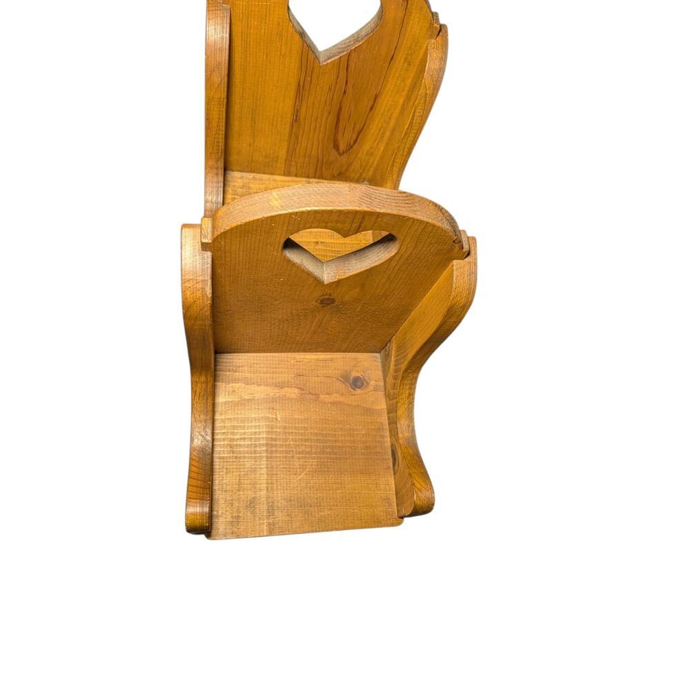 Vintage Country Style Pine Doll Chairs / Bookends with Heart Cutouts - Pair - Picture 7 of 12